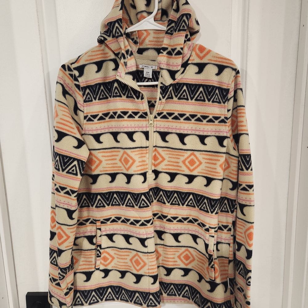 O’Neill Fleece Hoodie Half Zip Pullover Soft Polar Aztec Womens Size Med